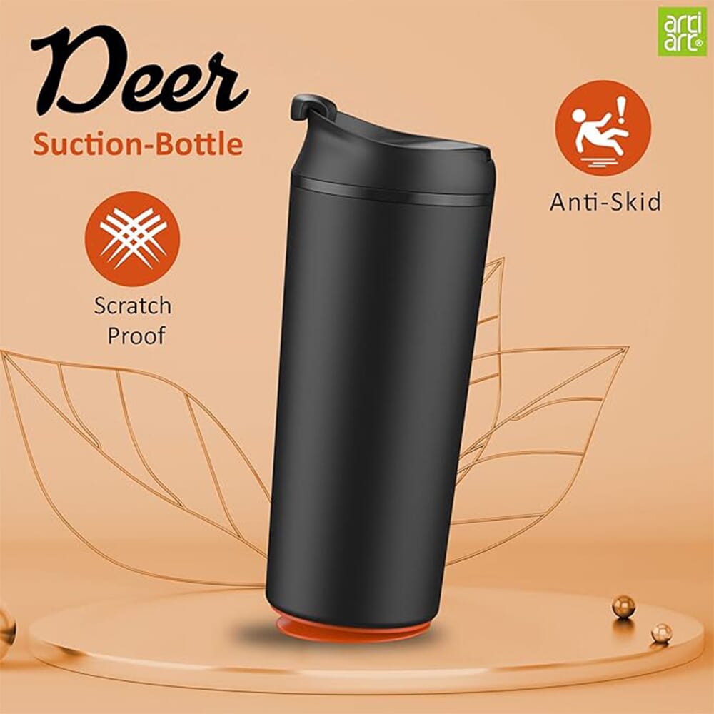Deer Thermal Suction Bottle 330 ML - Black